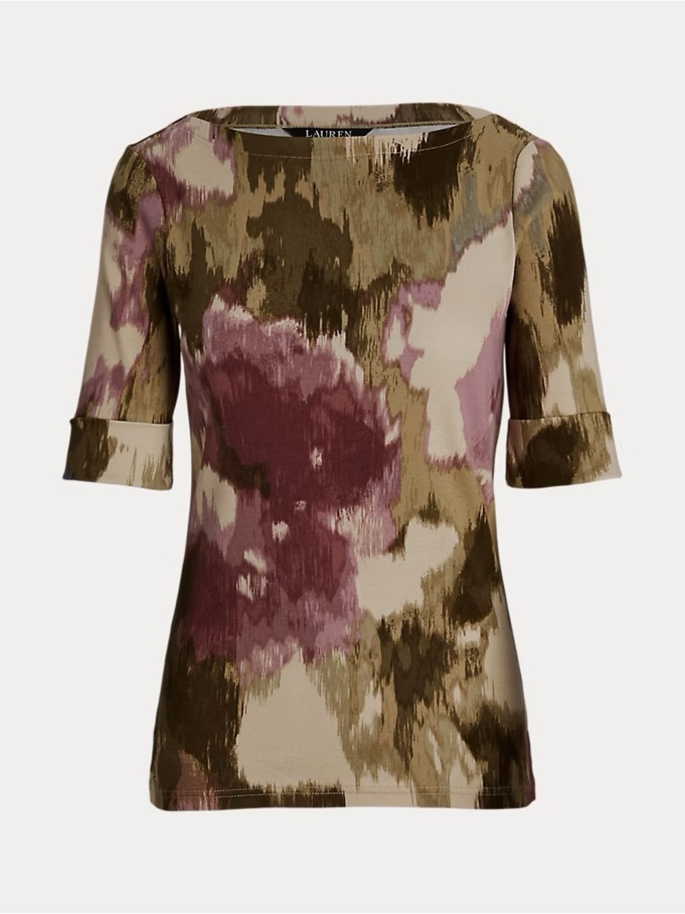 LAUREN RALPH LAUREN | Short-Sleeve Floral Stretch Cotton Boatneck Tee